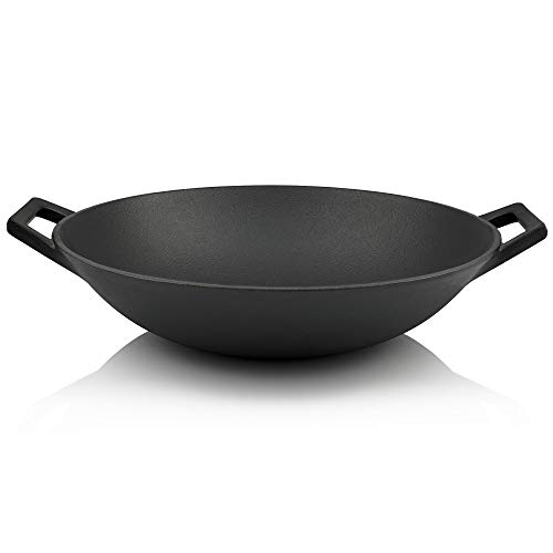 BBQ-Toro Padella in ghisa | Ø 35,5 cm Ø Padella Wok adatta per fornelli a induzione
