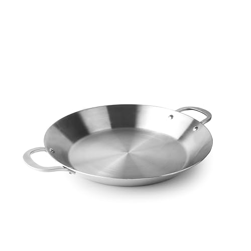 Lacor - 60840 - Padella per Paella TriChef in Acciaio Inox, Tecnologia Tricapa, Manici in Acciaio Inox, Induzione e Forno, 7 Porzioni, Facile Pulizia, Lavastoviglie, ø 40 cm e Altezza 6 cm