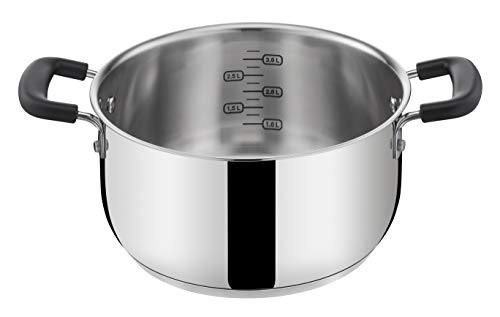 Lagostina Pratica Casseruola in Acciaio 18/10 con Doppie Maniglie in Silicone, Pentola per Induzione, Gas e Forno fino a 210°, 18 cm