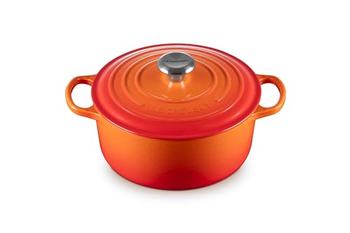 Le Creuset Cocotte rotonda Evolution in ghisa vetrificata con Coperchio, diameter 24 cm, Arancione, 21177240902430