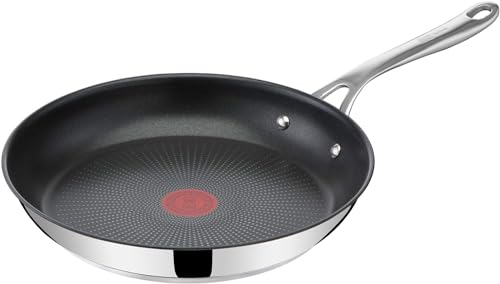 Tefal Jamie Oliver Padella 28 cm, in acciaio inox, antiaderente rinforzato in titanio, termo-segnale, forma profonda, adatta per gas, vetroceramica, elettrici e induzione, facile da pulire